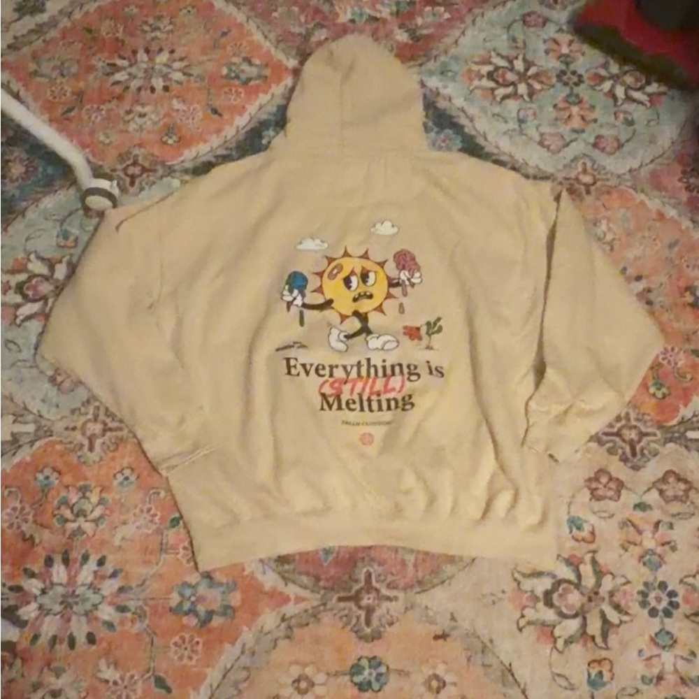 Beige Dram Brand Graphic Hoodie Sz 3XL
